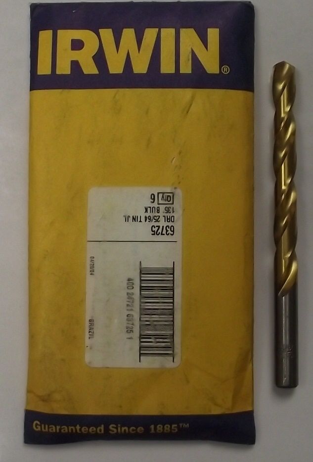 Irwin 63725 25/64 Titanium Coated Drill Bit 6pcs USA