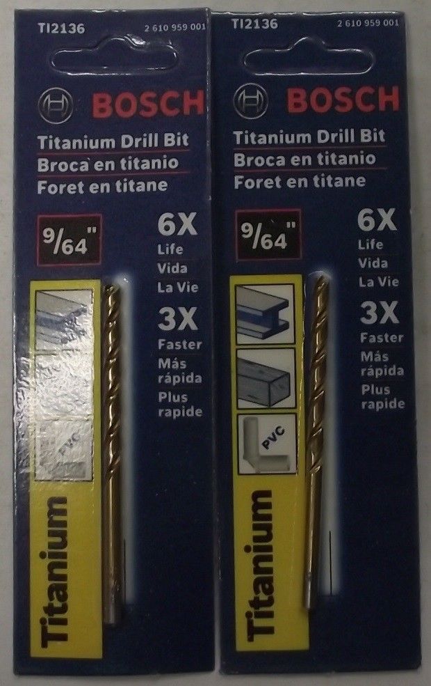 Bosch TI2136 9/64" Titanium Jobber Drill Bit Carded 2 Packs