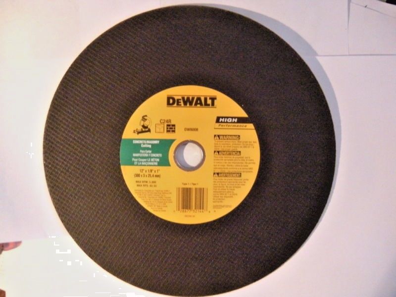 DEWALT DW8008 12" X 1/8" X 1"  Stationary Cutoff Wheel 10pcs