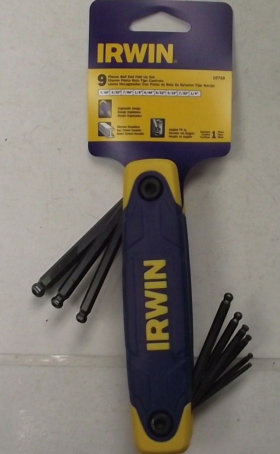 Irwin 10768 9pc. Folding Ball End Hex Key Set SAE 5/64 to 1/4"