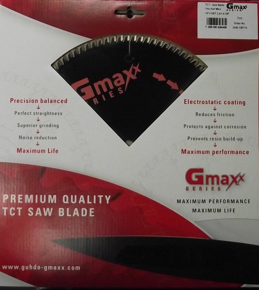 Guhdo Gmaxx 2400.100T10 10" x 100 Tooth TCG Carbide Saw Blade Germany