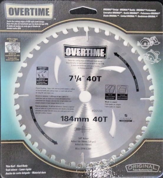 Original Overtime 00508 7-1/4" x 40T Circular Saw Blade Japan