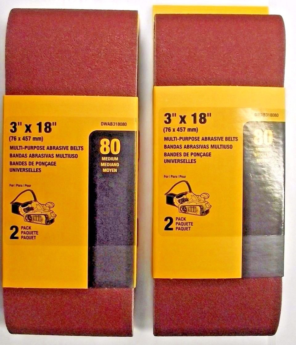 Dewalt DWAB318080 2 Pack 3" x 18" 80-Grit Multi Purpose Abrasive Belts 2PKS