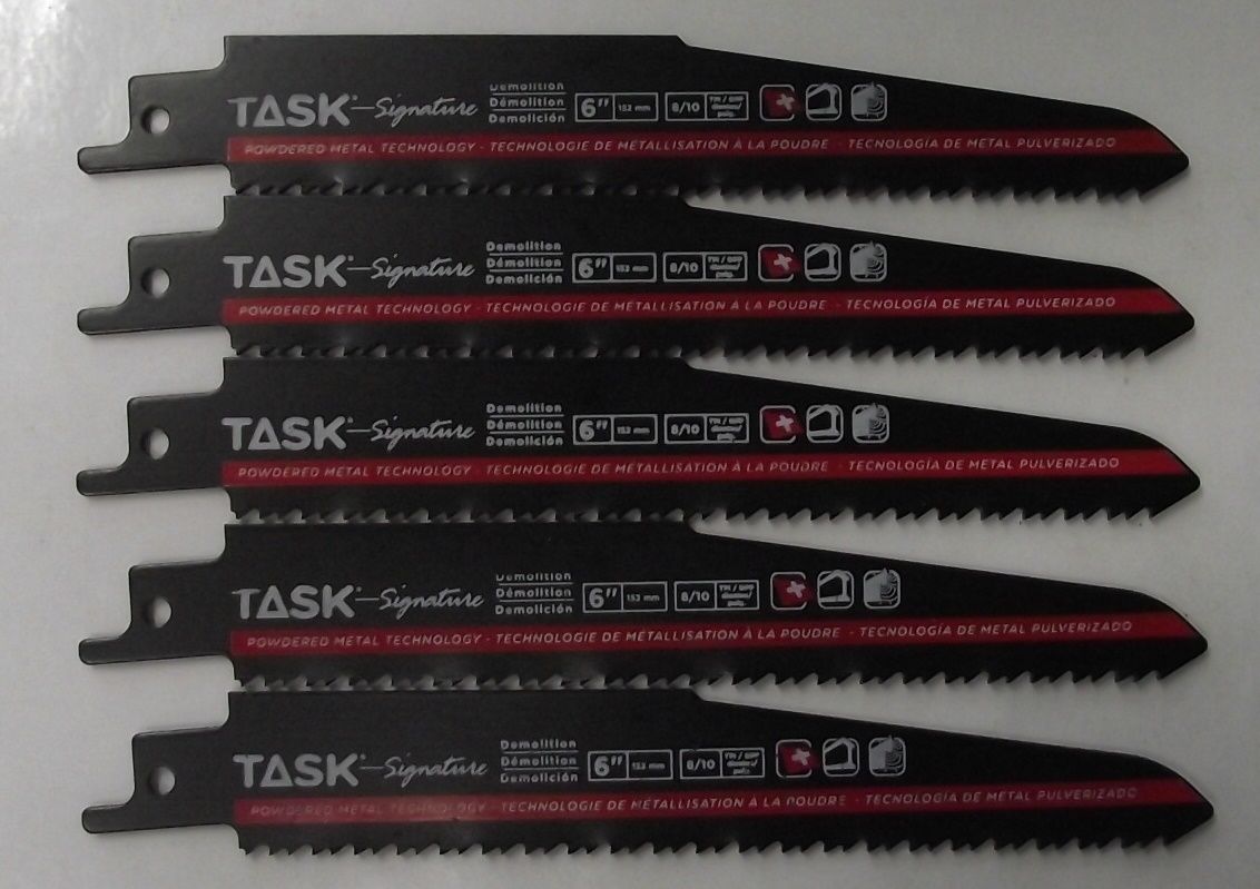 Task T24508 6" x 8-10 TPI Bi-Metal Demo Recip Saw Blade 5pcs Swiss