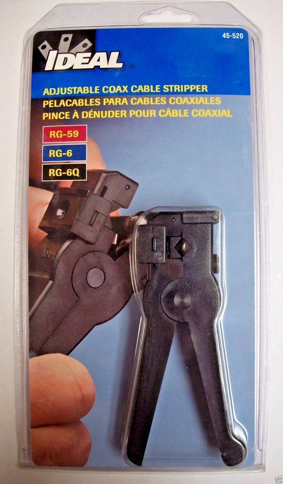 Ideal 45-520 Coax Cable Stripper RG-6 RG-59 3 Adjustable Blades Strip Outer