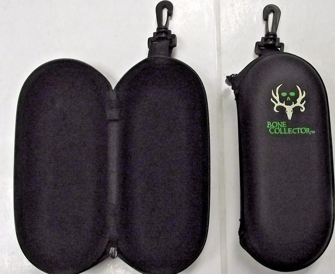 Bone Collector BC-PU Zippered Sunglass Case With Green Eyes