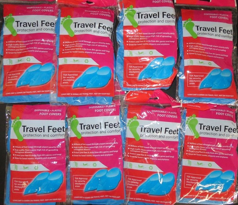 Travel Feet 0377 Disposable Non-Skid Blue Foot Covers TSA Approved 8(2 PKS)