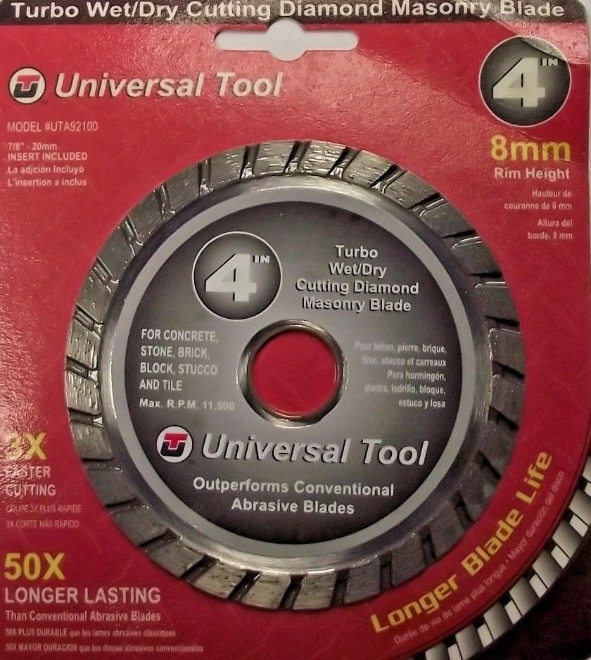 Universal Tool UTA92100 4" Turbo Wet/Dry Diamond Masonry Blade