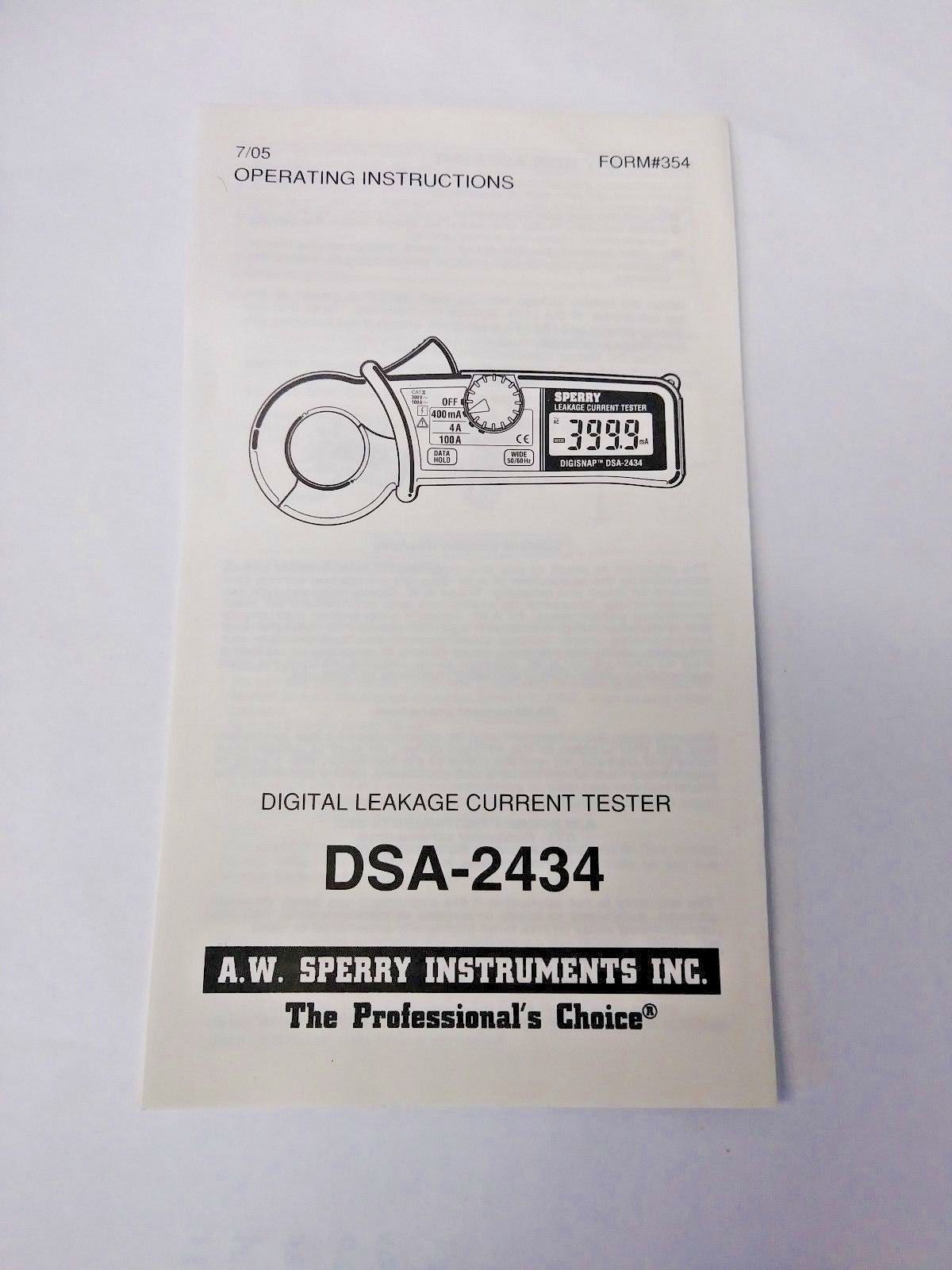 A.W. Sperry DSA-2434 AC Digital Snap-Around Leakage Current Tester