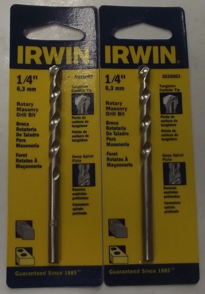 Irwin 5026003 1/4" Rotary Masonry Drill Bit 2pcs.