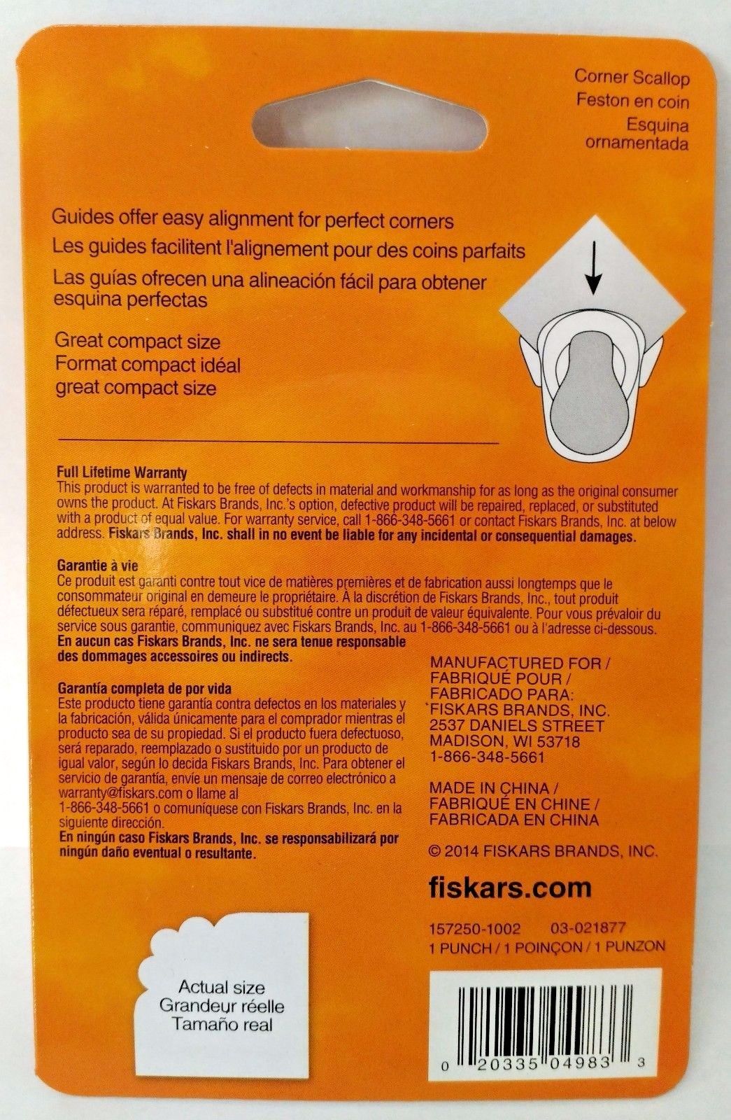 Fiskars 157250-1002 Scallop Corner Lever Punch Scrapbook Paper Punch