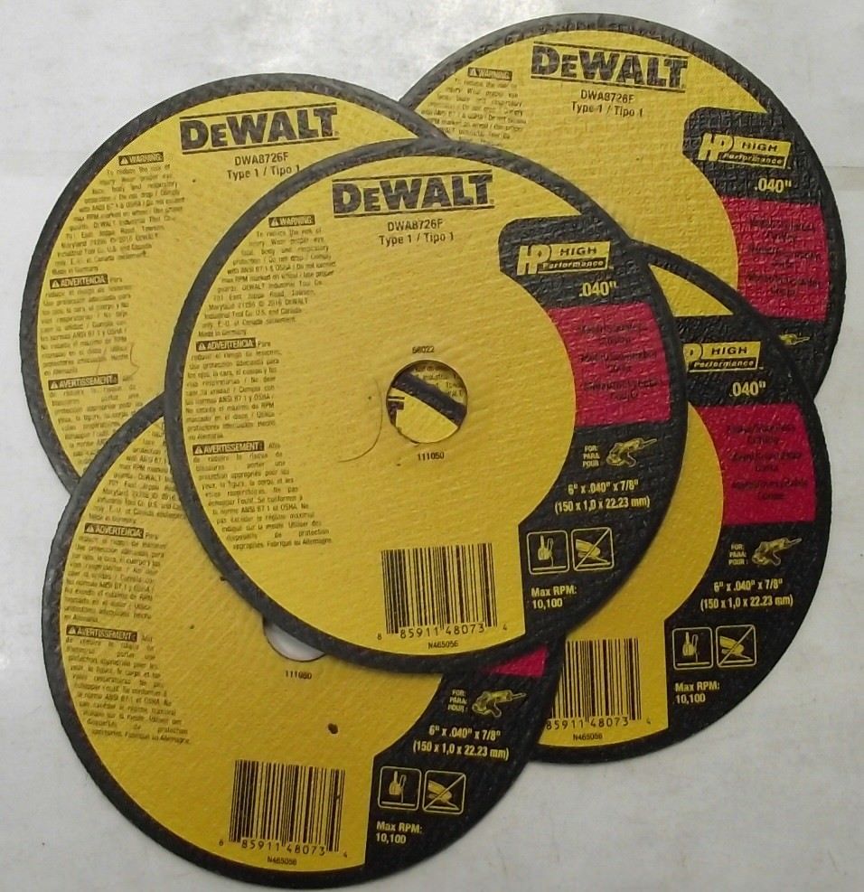 DeWalt DWA8726F HP Metal Cutting Wheels Type 1 6" x 7/8" Aluminum Oxide 60 5pcs.