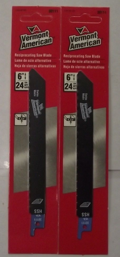 Vermont American 30111 6" x 24 Tpi HSS Metal Cutting Recip Saw Blades 2pcs.