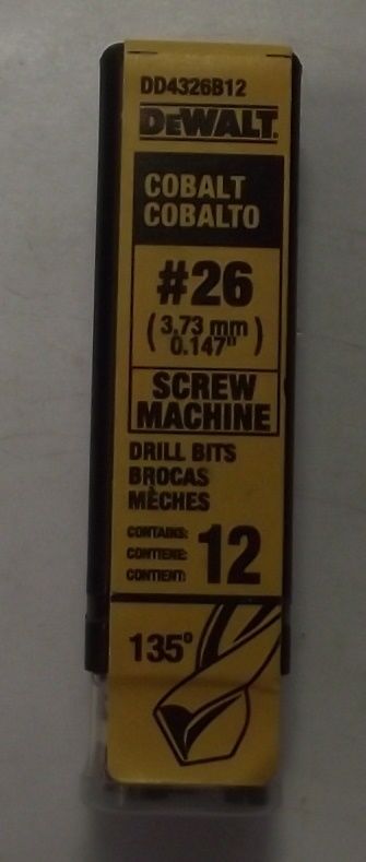 DeWalt DD4326B12 #26 Wire Cobalt Screw Machine Drill Bits Germany 12 Pack