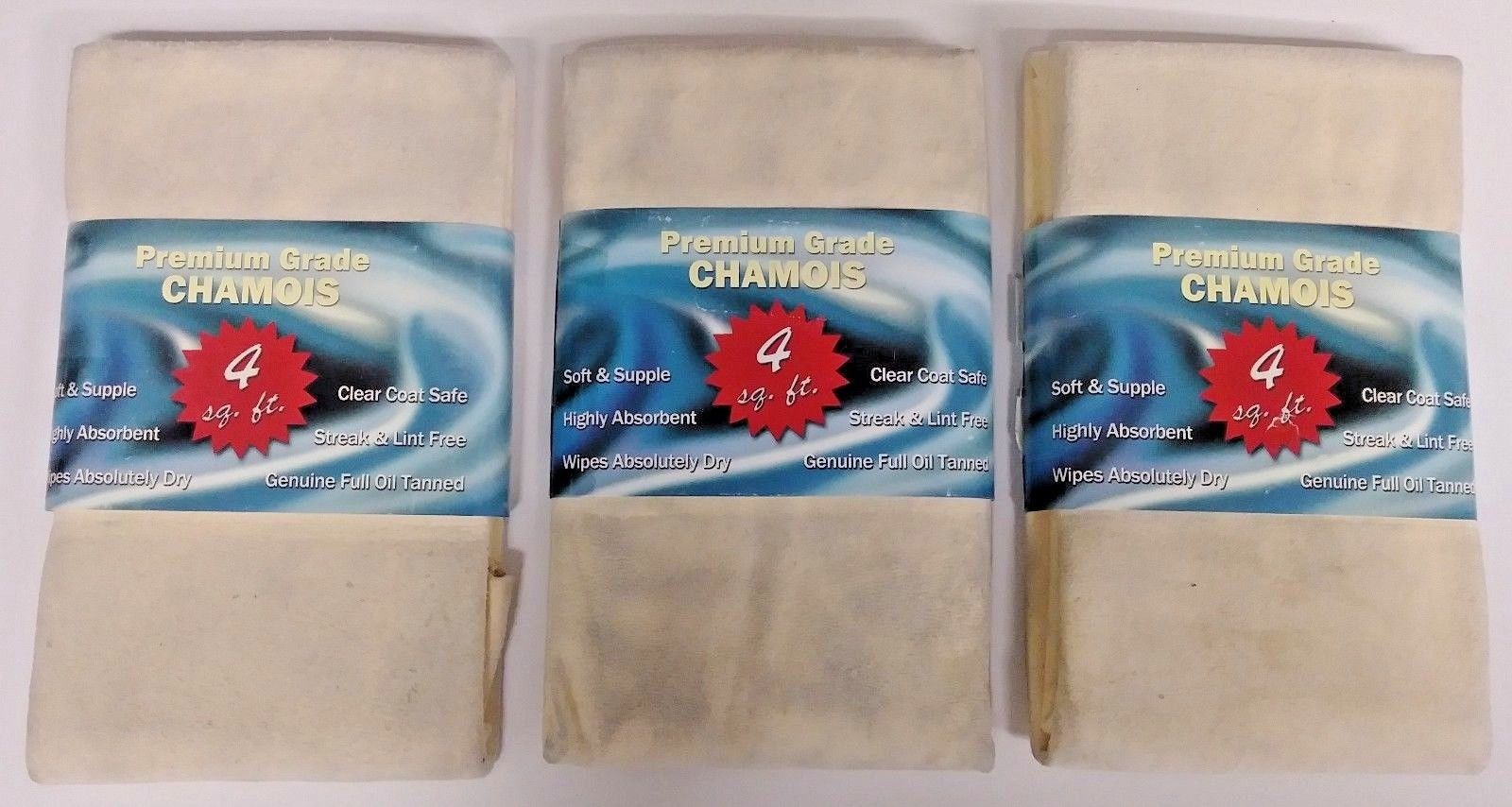 Premium Grade Chamois 70222 4 Square Feet (3 Chamois)