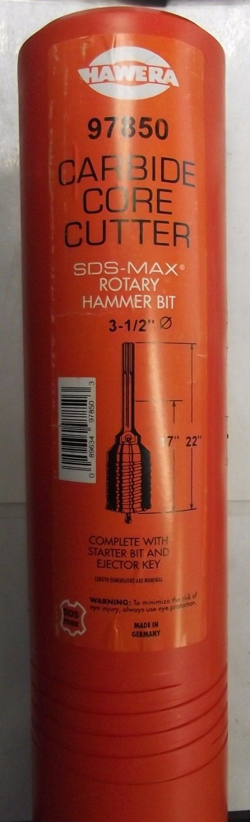 Hawera 97850 3-1/2" by 22" SDS Max Hammer Core Bit 1-Piece Germany