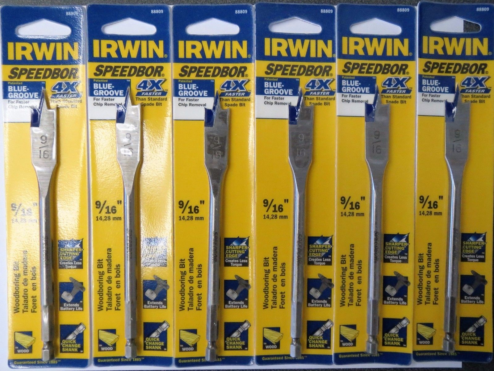 Irwin 88809 Speedbor Blue Groove Wood Boring Bit 9/16" x 6" (6pcs)