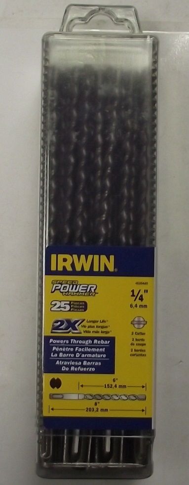 Irwin 4935465 1/4" x 6" x 8" SDS Speed Power Hammer Drill Bits 25 Pack.