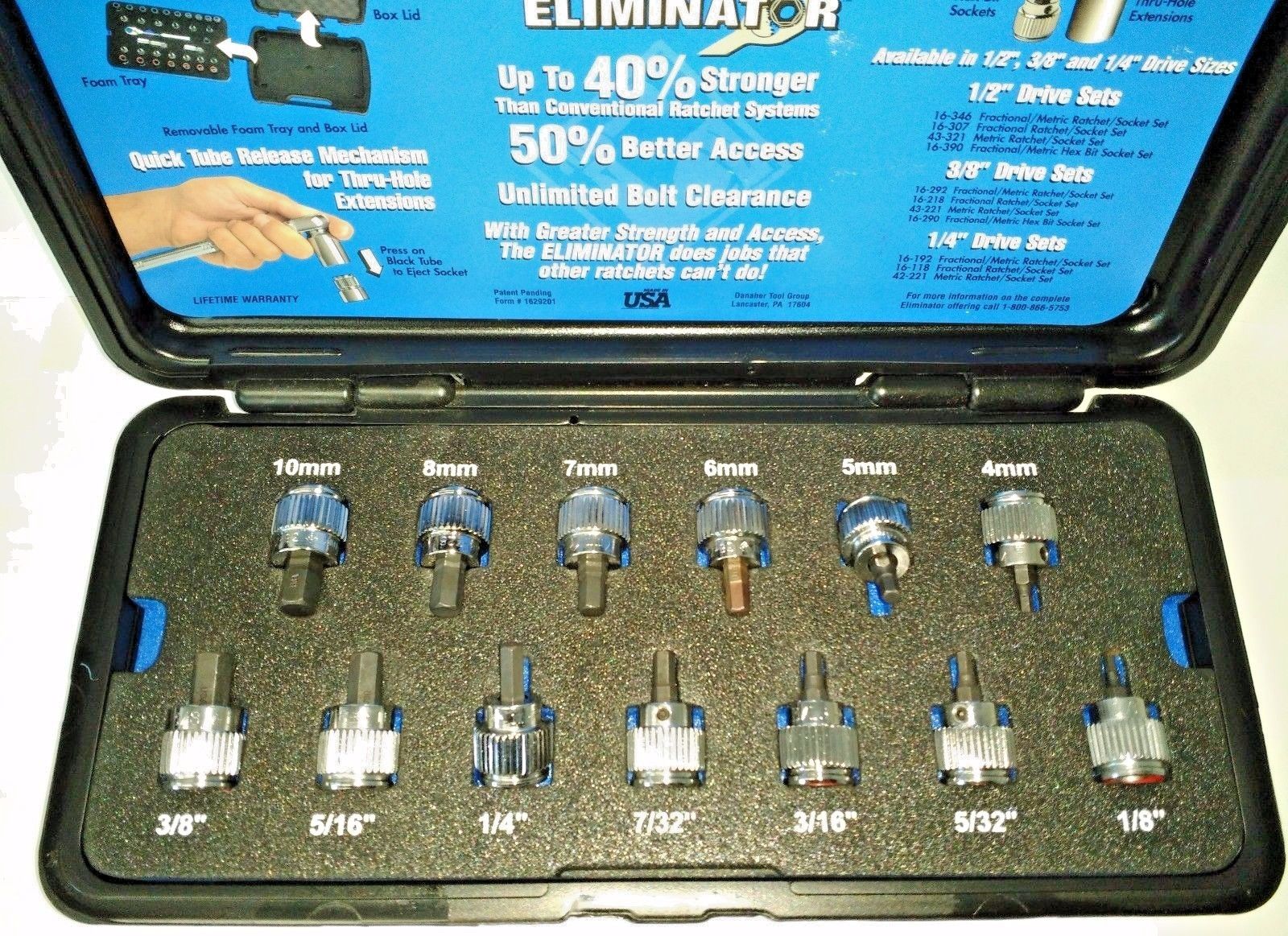 Armstrong 13pc 3/8" Dr Fractional / Metric Hex Bit Socket Set 16-290 5MH40 USA