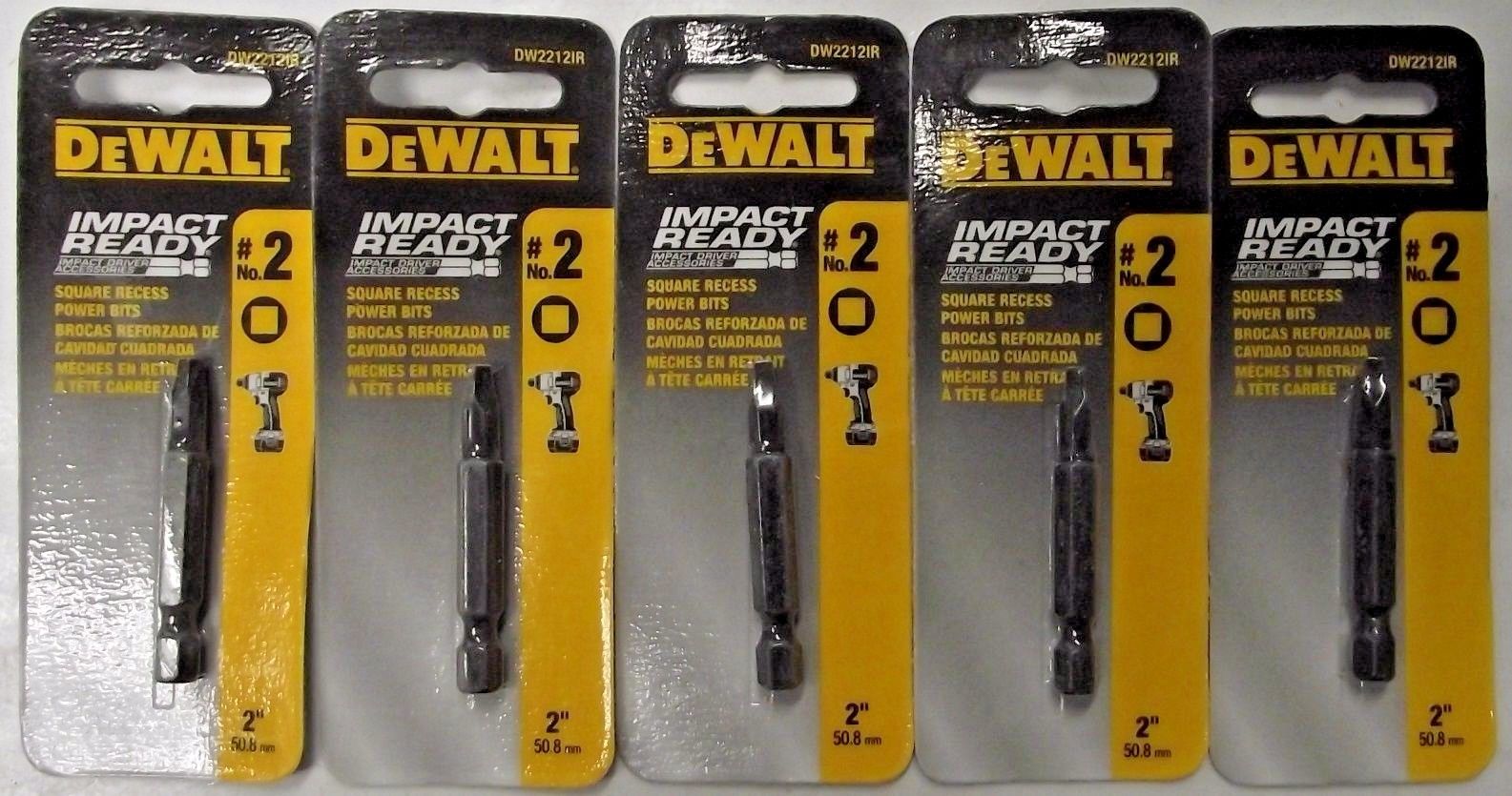 DeWalt DW2212IR #2 Square Recess Bit Tip Impact Ready 5 Packs