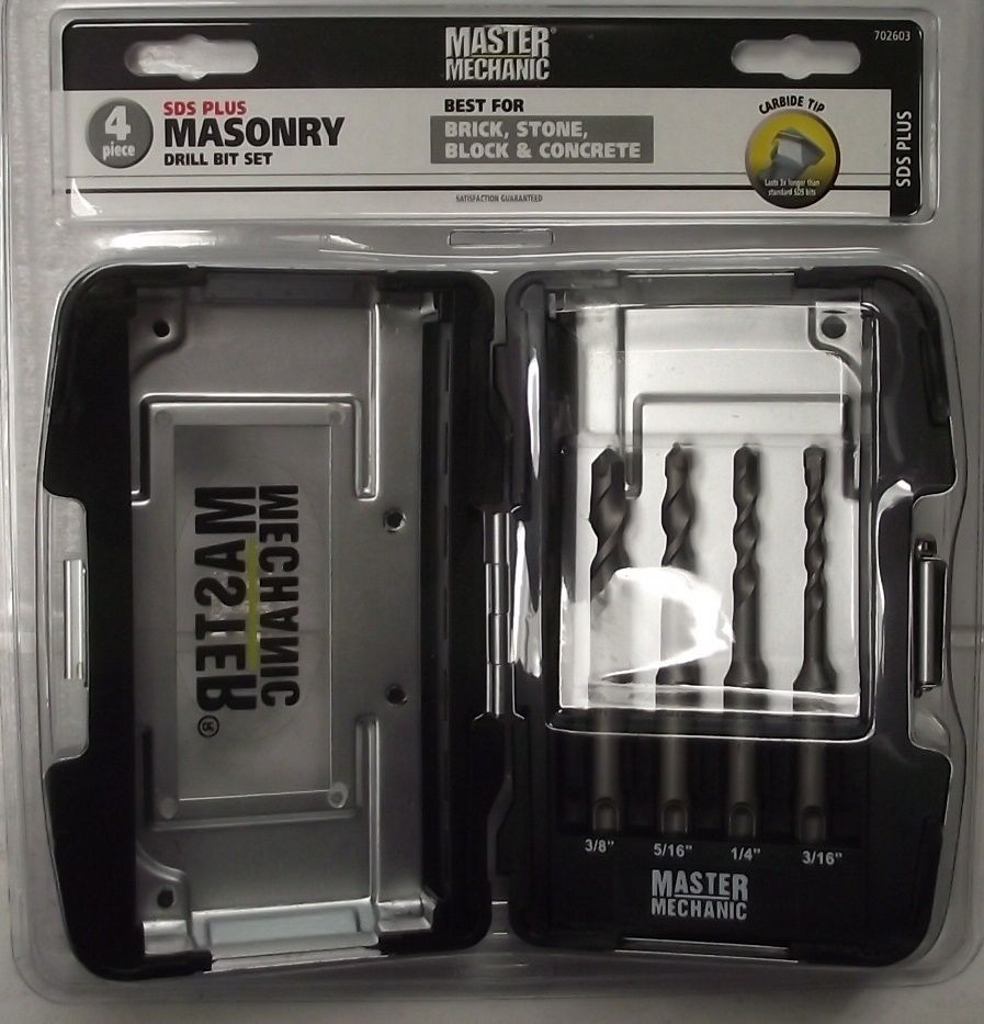 Master Mechanic 702603  Carbide SDS Plus 4 PC Masonry Drill Bit Set