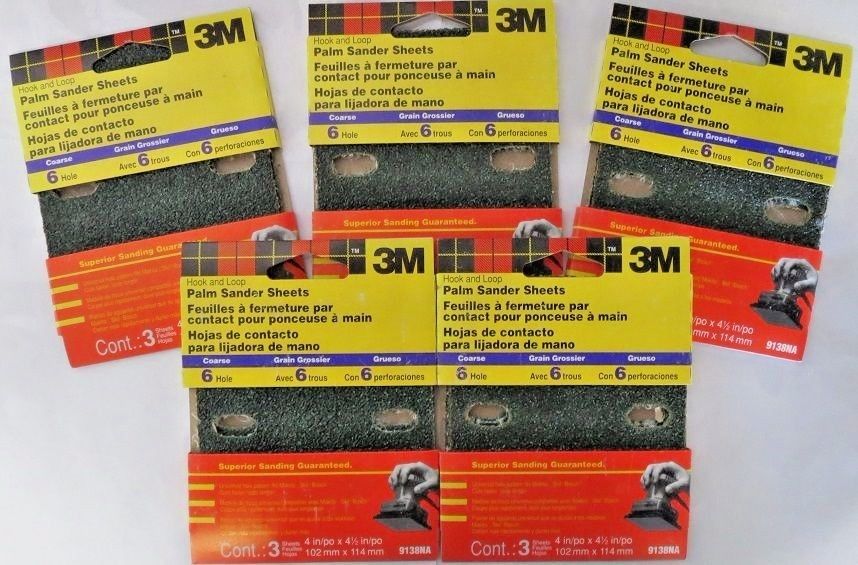 3M 9138NA 4" x 4-1/2" Palm Sander Sheets 5 Packs