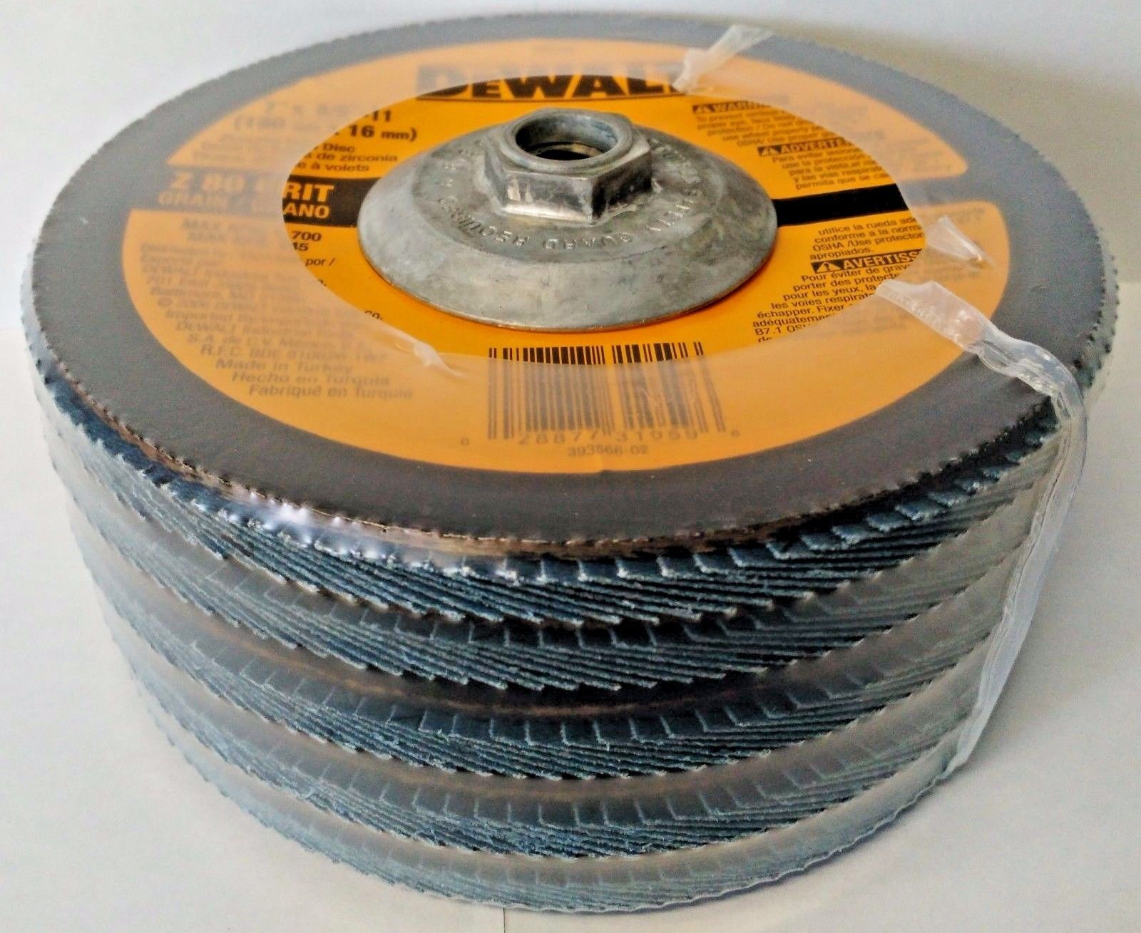 DeWalt DW8330 7" x 5/8" -11 Zirconia Z80 Grit Flap Discs 5 Pack