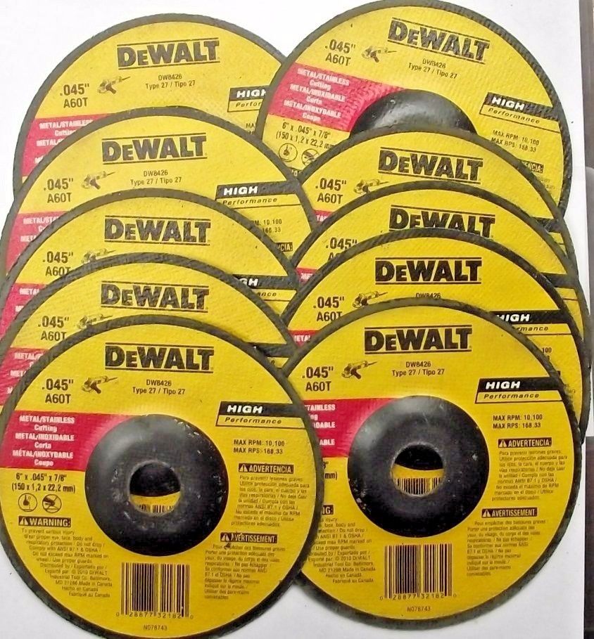 Dewalt DW8426Z 6" x .045" x 7/8" Metal Cutting Wheels Type 27 Canada 10 Pack