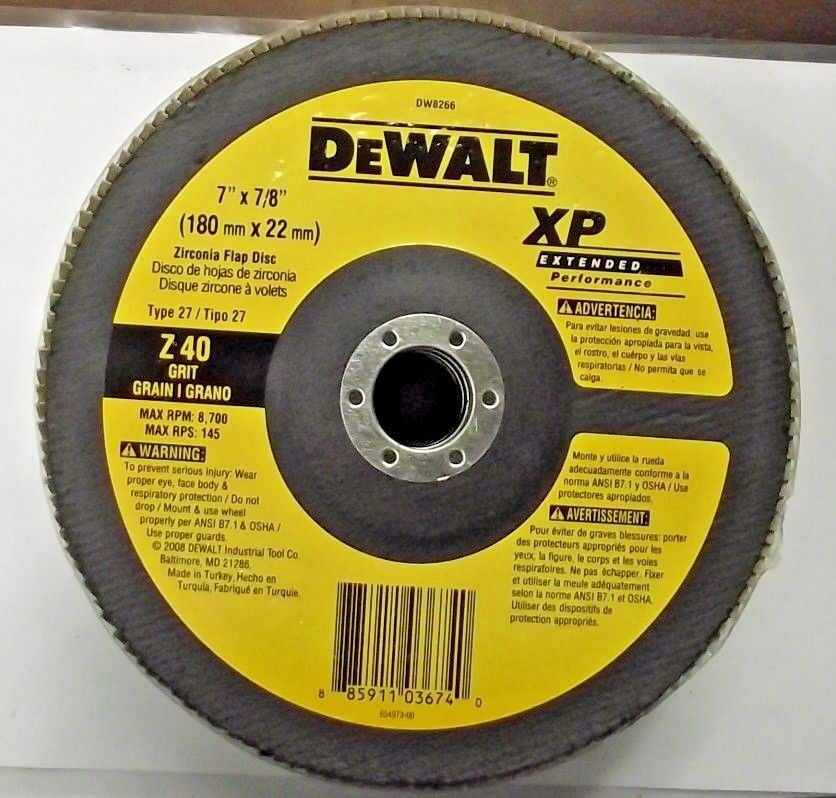 Dewalt DW8266 7" x 7/8" 40 Grit XP Sanding Flap Disc 5 Discs