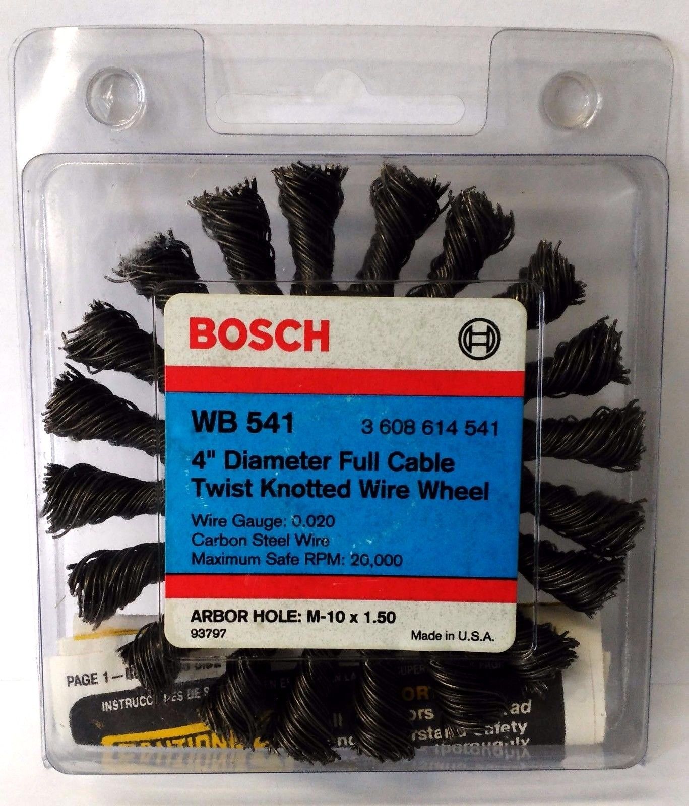 Bosch WB 541 4" Full Cable Twist Knotted Wire Wheel Arbor M-10 x 1.50 USA