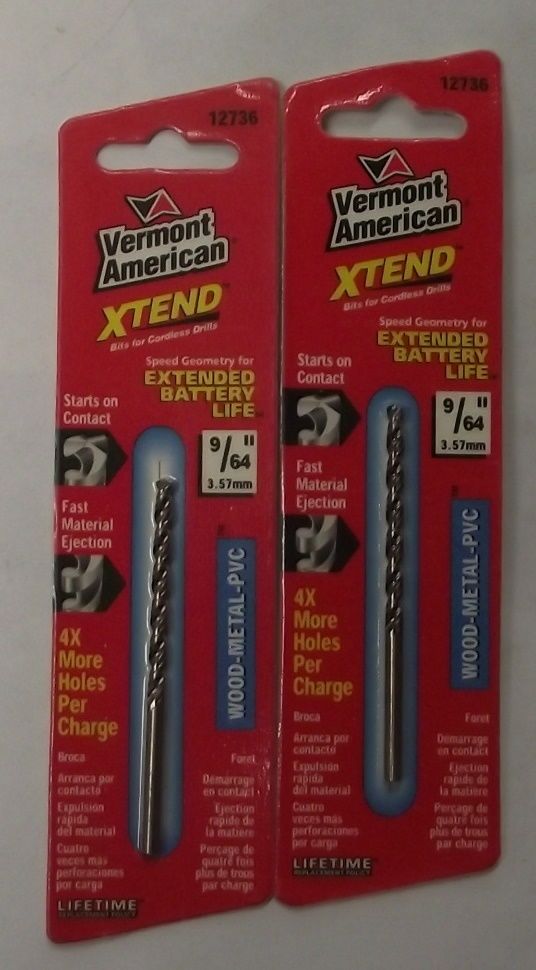 Vermont American 12736 9/64" x 3" XTEND Fractional Drill Bit 2-pcs