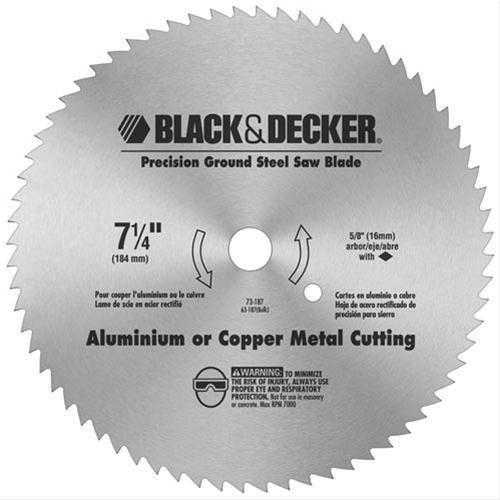 Black & Decker 73-187 7-1/4"  Precision Ground Steel Saw Blade Aluminum & Copper