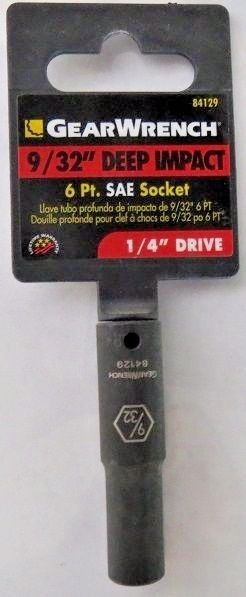 GearWrench 84129 1/4" Drive 6 Point Deep Impact SAE Socket 9/32"