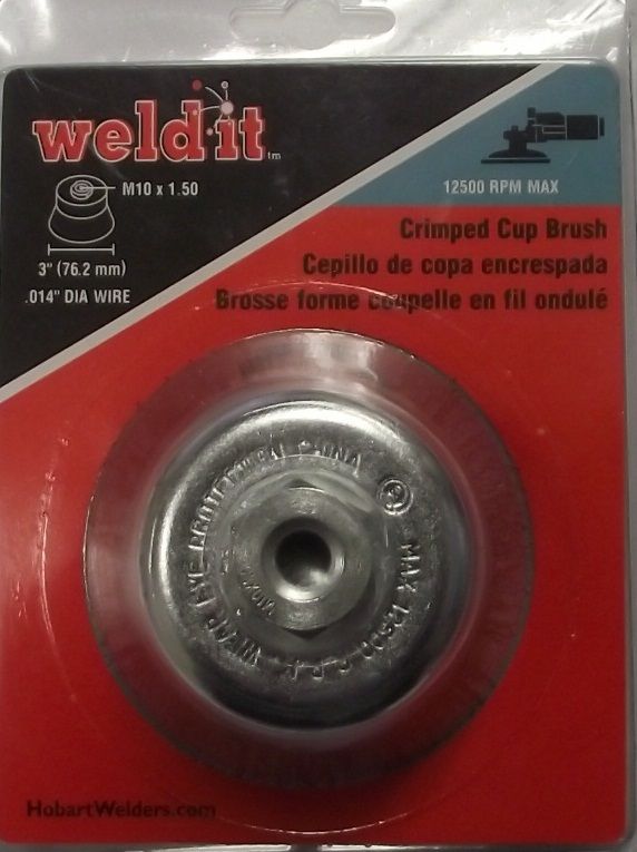 Hobart 770379 3" Crimped Cup Brush M10 x 1.50 .014 Dia Wire