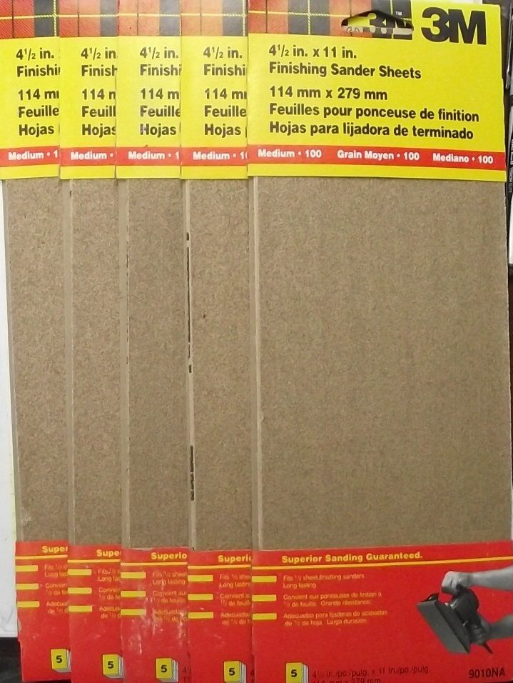 3M 9010NA 1/3 Sheet Clamp On Sandpaper 100 Grit 5pcs. x 5Packs 25 Sheets