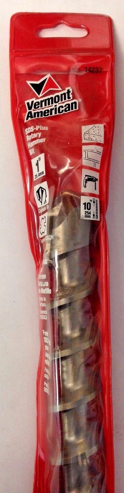 Vermont American 14237 1" x 10" Carbide Tipped SDS Plus Rotary Hammer Bit