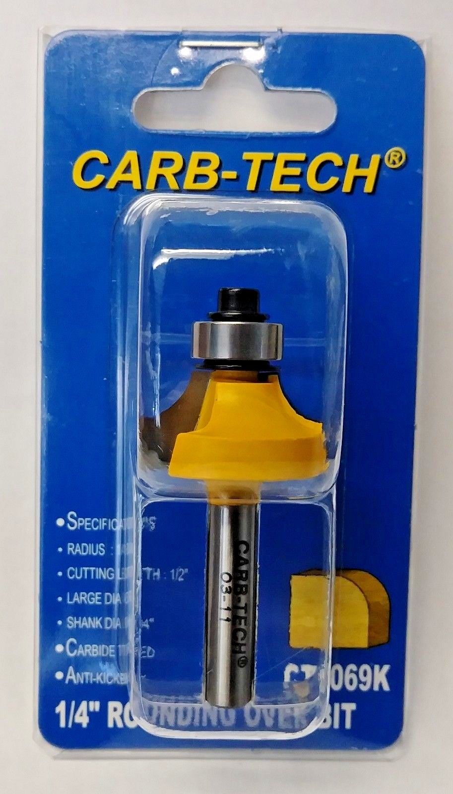 Carb-Tech CT1069K 1/4" Rounding Over Router Bit Carbide Tipped