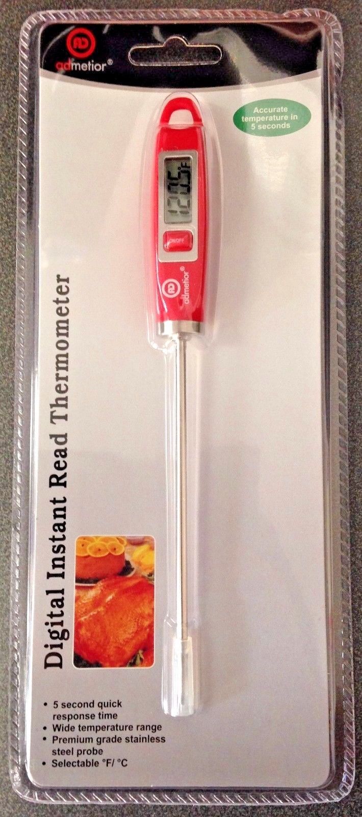 Admetior E514 Sure Grip Instant Read Red Digital Cooking Thermometer