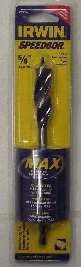 Irwin 3041002 Speedbor Max Speed 5/8" X 6" TriFlute Bit - 1/4" drive