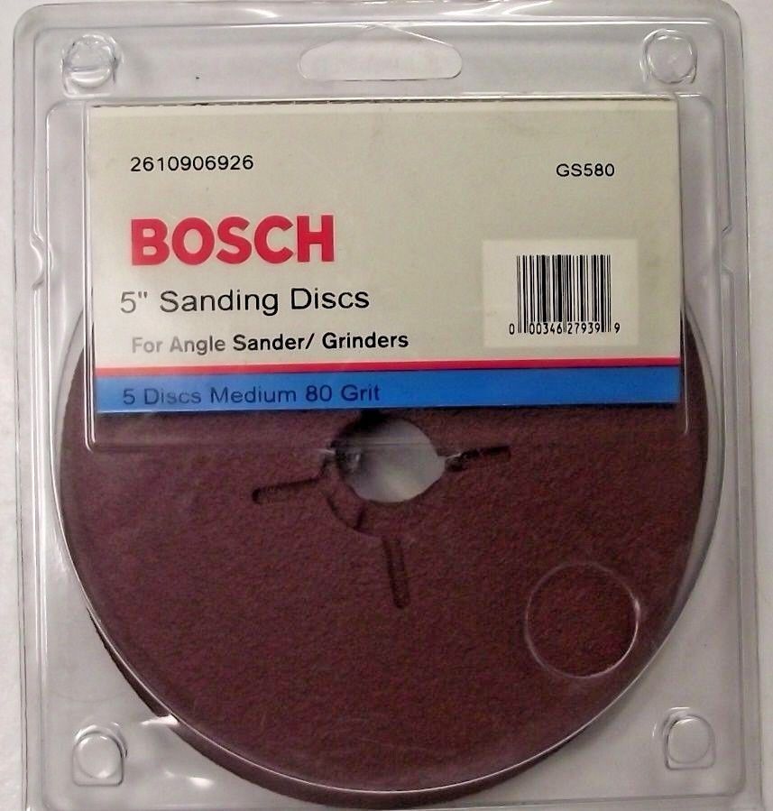 Bosch GS580 5-Inch, 80 Grit, Abrasive Sanding Disc 5 Pack