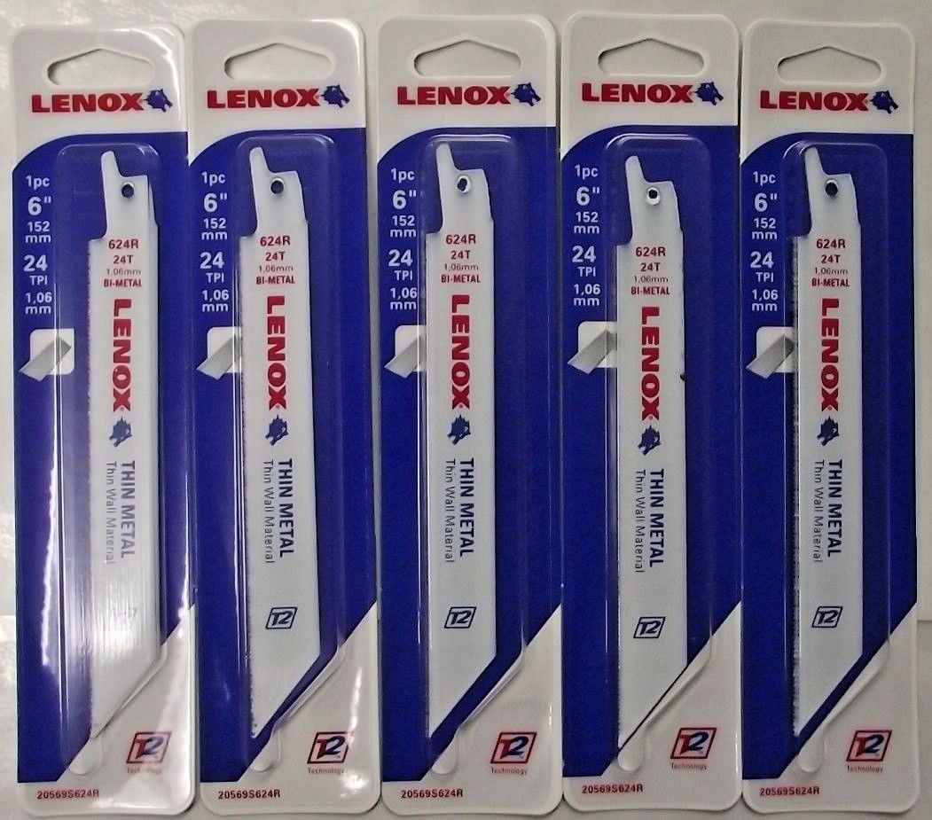 Lenox 20569S624R 6" x 24 TPI Bi-Metal Reciprocating Saw Blades USA 5 Packs