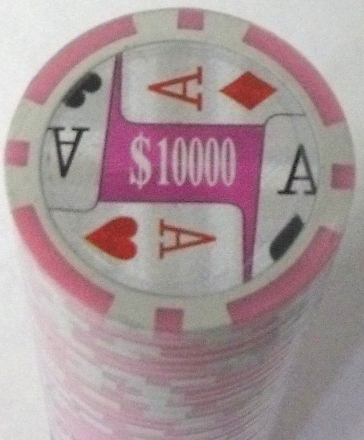 RDR Casino Poker Chips 11.25 Gram PINK Ace Pro Series 50pcs $10000 Denomination