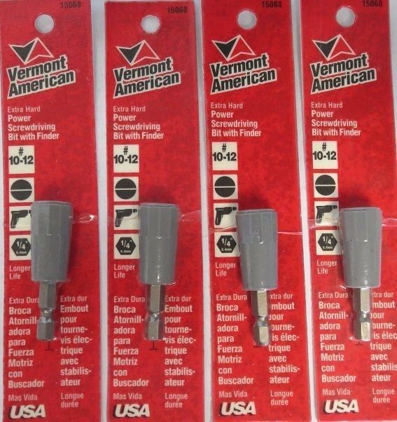 Vermont American 15068 Type Slotted W/ Finder Size 10-12 W/ 1-5/16 Bit USA 4 PKS