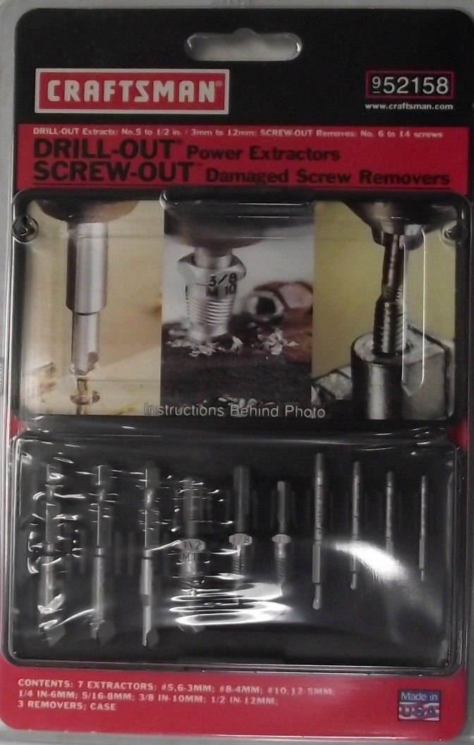 Craftsman 52158 10 pc. Drill Out Micro Drill Out and Screw Out Set USA