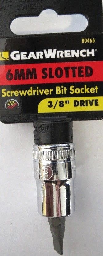Gearwrench 80466 6 mm Slotted Screwdriver Bit Socket 3/8" Drive