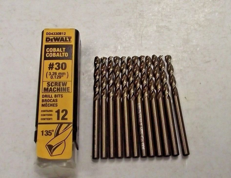 DeWalt DD4330B12 #30 Cobalt Screw Machine Drill Bits 12 Germany