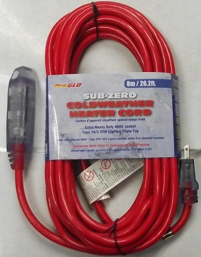Century D19005429 26.2 FT. Sub Zero Heater Block Extension Cord Triple Lighted