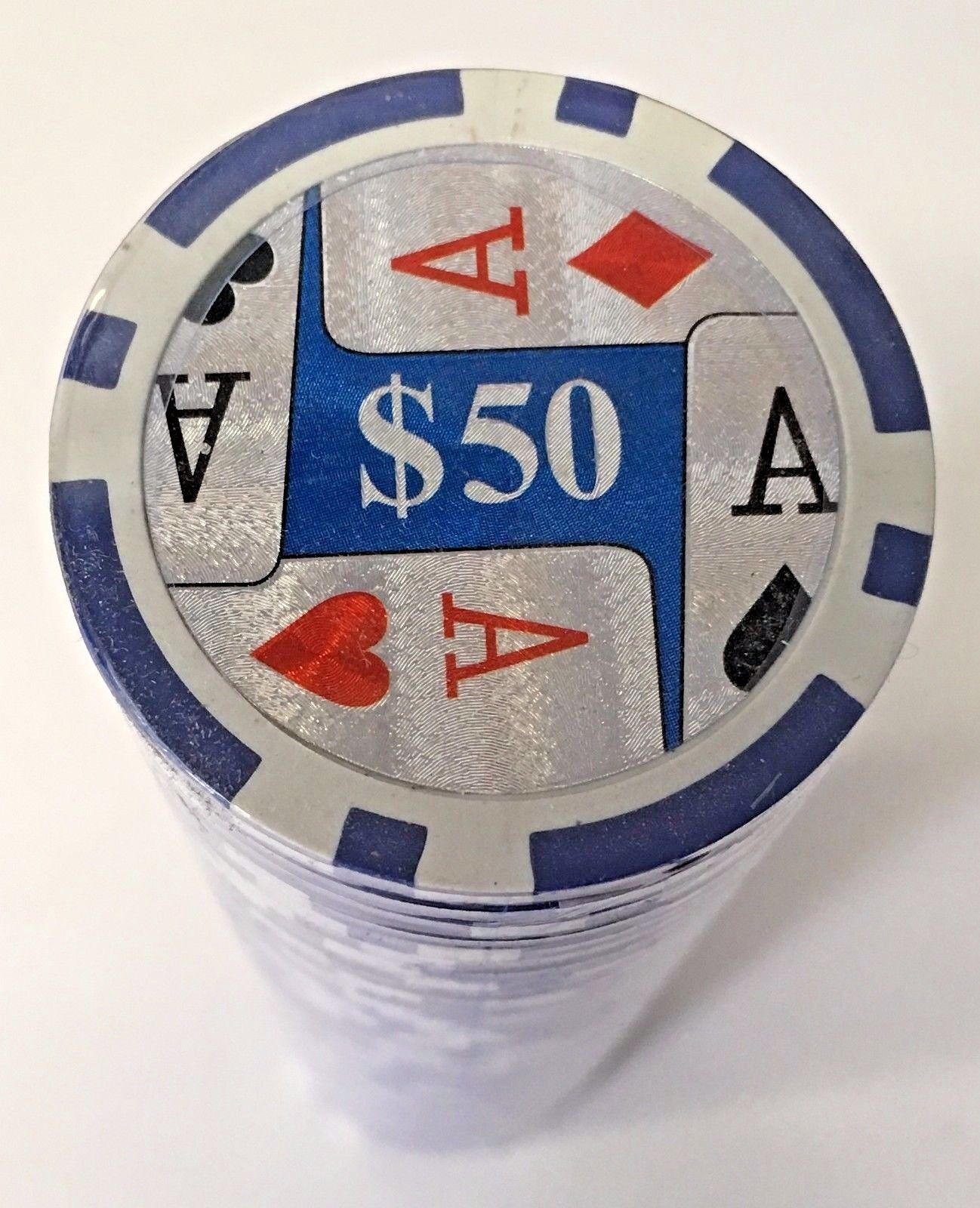 RDR Casino Poker Chips 11.25 G Blue Aces Pro Series 50pcs 50$