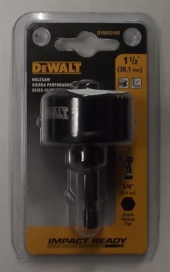 DeWalt D180024IR 1-1/2" Impact Rated Hole Saw With Arbor USA