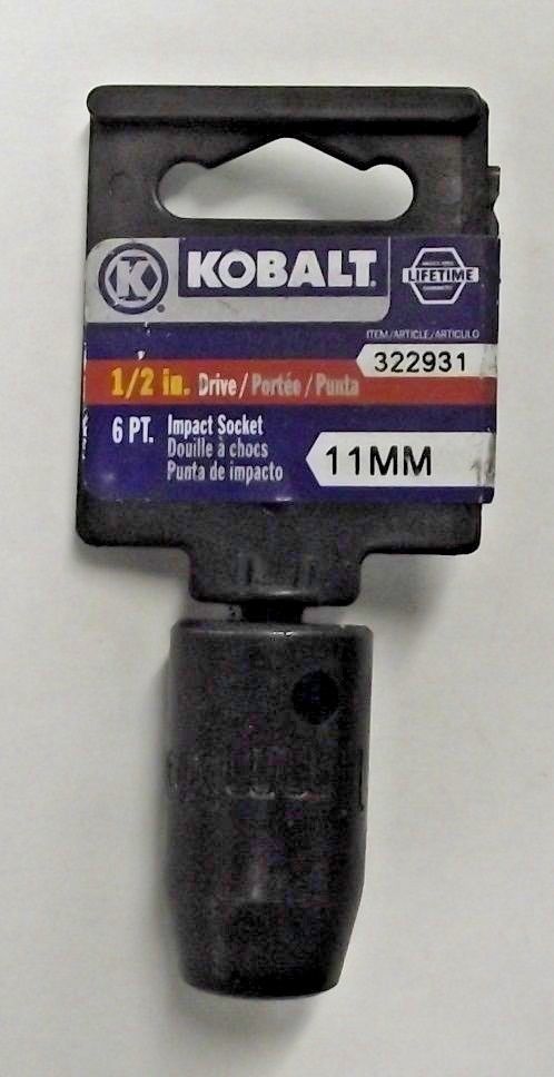 Kobalt 22451 1/2" Drive 11mm Metric Impact Socket 6 Point USA